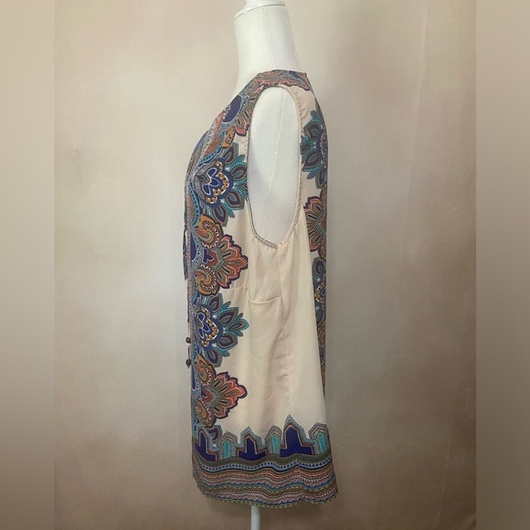 Cynthia Rowley Woman 1X tie front sleeveless artsy boho print tank/tunic EUC - Picture 3 of 6